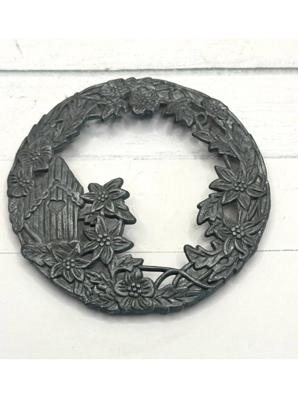 Pewter Candle Lid Rawcliffe Pewter 1995 Floral Design